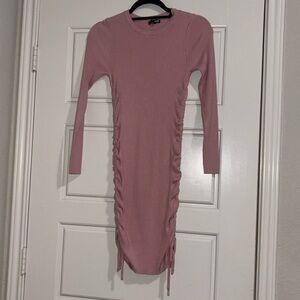 Pink Ruched Sweater Dress Size Medium (M)